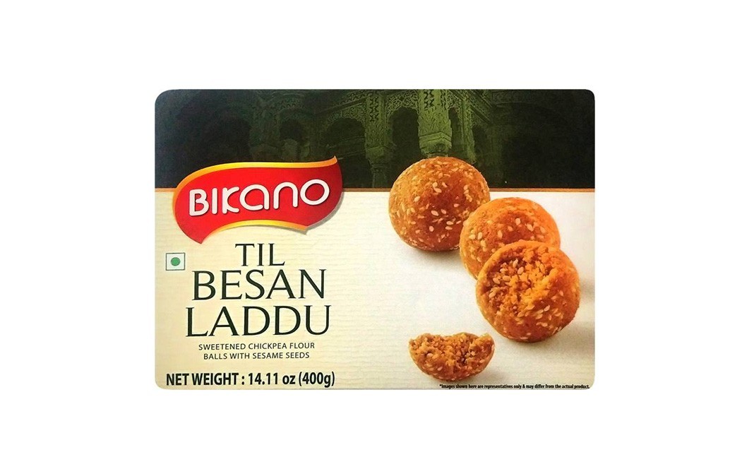 Bikano Til Besan Laddu (Sweetened Chickpea Flour Balls with Sesame Seeds)   Box  400 grams